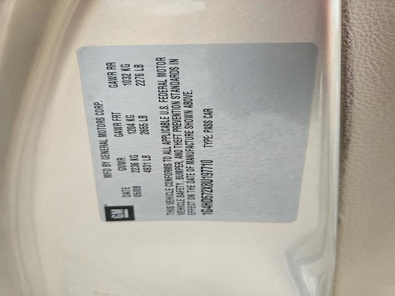 2008 Buick Lucerne მანქანა იყიდება აუქციონზე, vin: 1G4HD572X8U197710, აუქციონის ნომერი: 54431386
