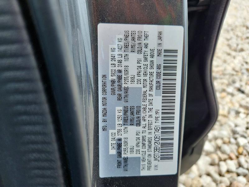55213346 :رقم المزاد ، JM3TCBBY2N0617451 vin ، 2022 Mazda Cx-9 مزاد بيع