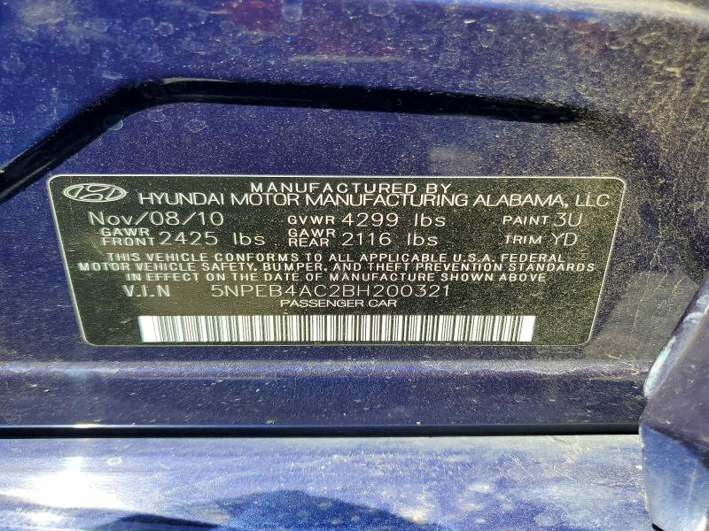 Aukcja sprzedaży 2011 Hyundai Sonata, vin: 5NPEB4AC2BH200321, numer aukcji: 52929446