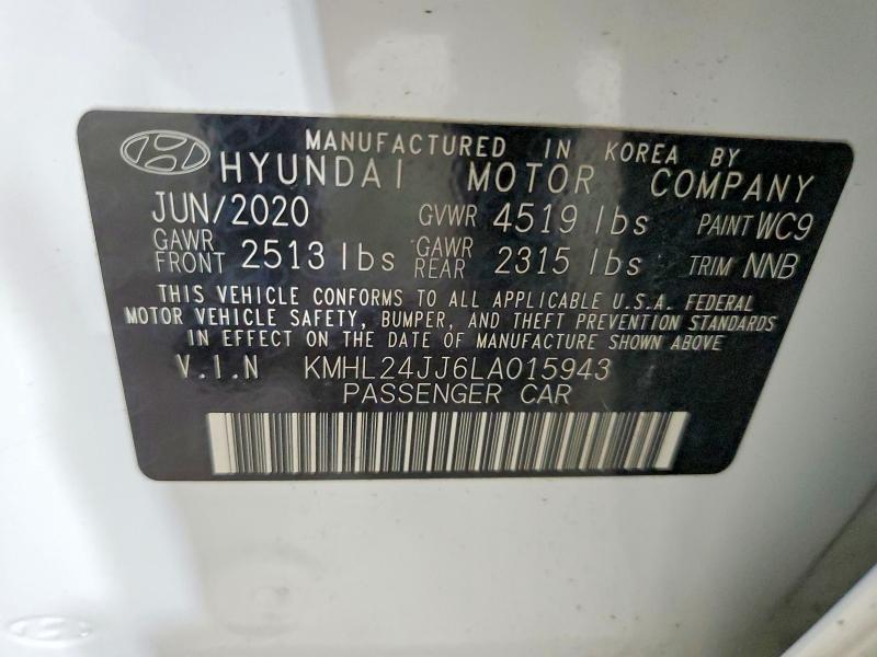 52102806 :رقم المزاد ، KMHL24JJ6LA015943 vin ، 2020 Hyundai Sonata Hybrid مزاد بيع