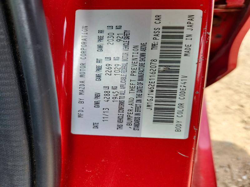 2014 Mazda 6 მანქანა იყიდება აუქციონზე, vin: JM1GJ1W62E1162078, აუქციონის ნომერი: 52725226