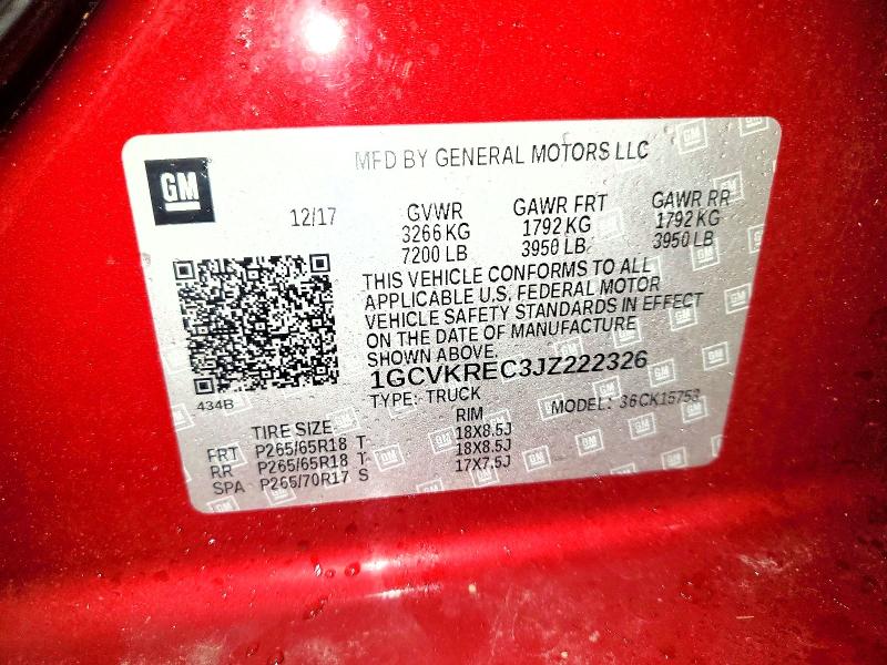 Aukcja sprzedaży 2018 Chevrolet Silverado, vin: 1GCVKREC3JZ222326, numer aukcji: 54496406