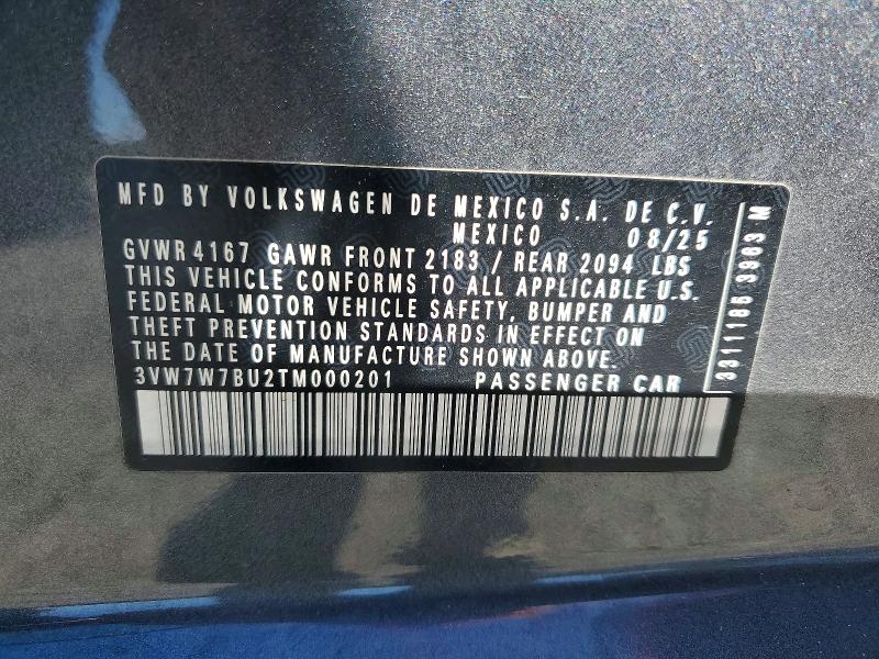 Продажа на аукционе авто 2026 Volkswagen Jetta, vin: 3VW7W7BU2TM000201, номер лота: 55331586
