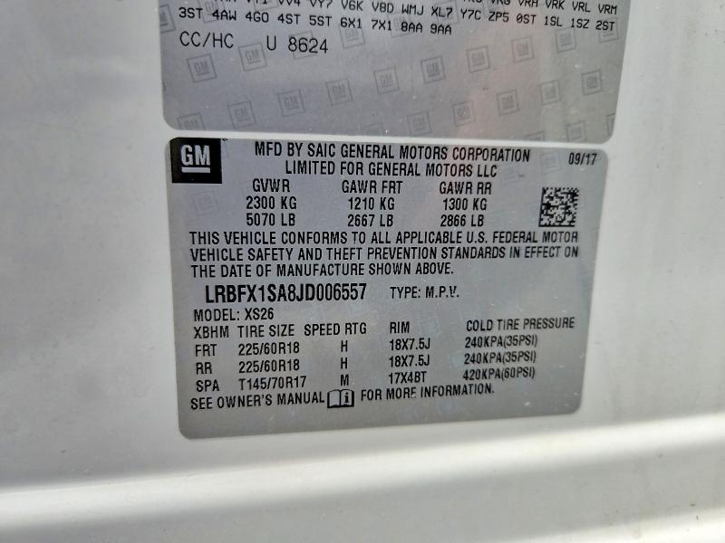 54128336 :رقم المزاد ، LRBFX1SA8JD006557 vin ، 2018 Buick Envision مزاد بيع