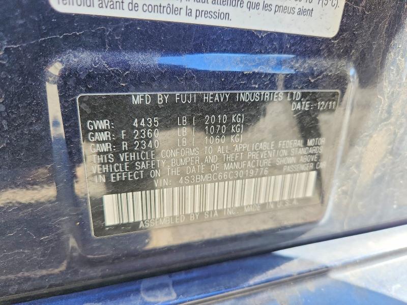 Aukcja sprzedaży 2012 Subaru Legacy, vin: 4S3BMBC66C3019776, numer aukcji: 52235086