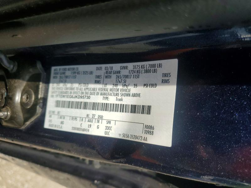 Aukcja sprzedaży 2018 Ford F150, vin: 1FTEW1EG6JKD95730, numer aukcji: 53902806