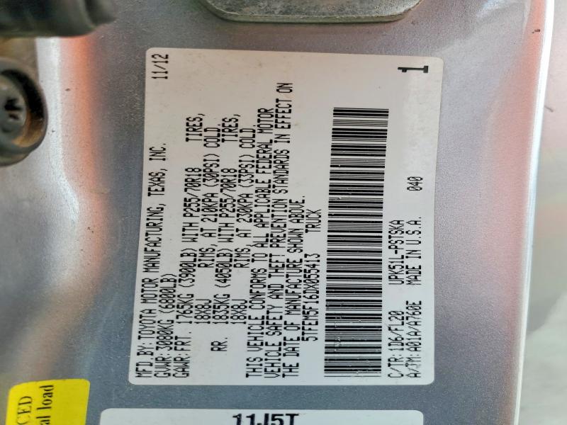 2013 Toyota Tundra მანქანა იყიდება აუქციონზე, vin: 5TFEM5F16DX055413, აუქციონის ნომერი: 54766946