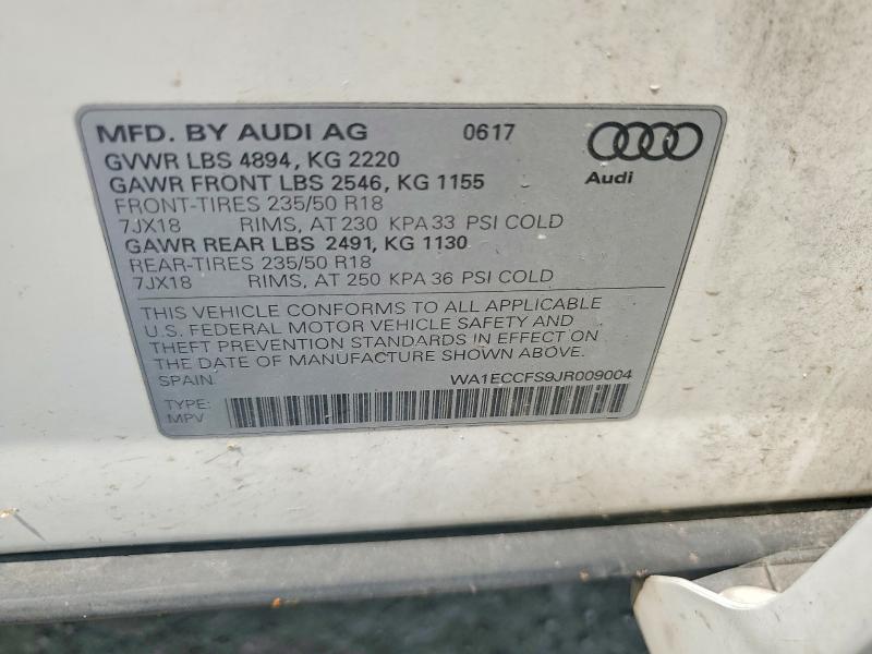 Продаж на аукціоні авто 2018 Audi Q3, vin: WA1ECCFS9JR009004, номер лоту: 53755036