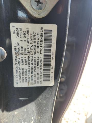 Продаж на аукціоні авто 2013 Honda Civic, vin: 2HGFB2F5XDH560615, номер лоту: 54460206