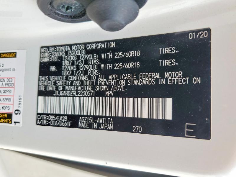 2020 Lexus Nx მანქანა იყიდება აუქციონზე, vin: JTJGARDZ9L2230571, აუქციონის ნომერი: 52267606