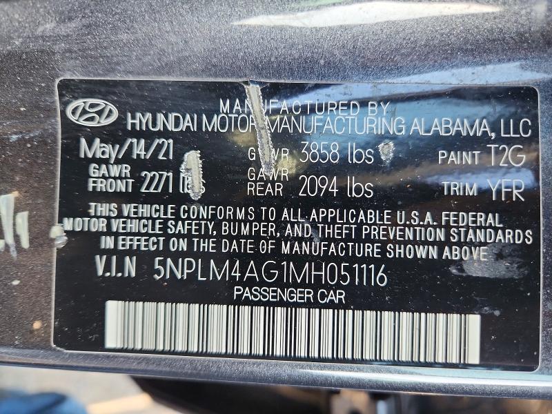 52844186 :رقم المزاد ، 5NPLM4AG1MH051116 vin ، 2021 Hyundai Elantra مزاد بيع