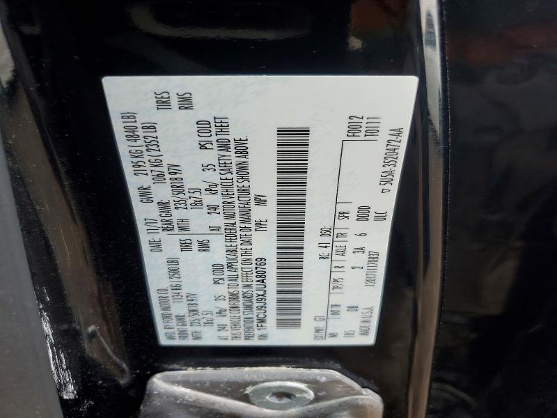 52627016 :رقم المزاد ، 1FMCU9J9XJUA80769 vin ، 2018 Ford Escape مزاد بيع