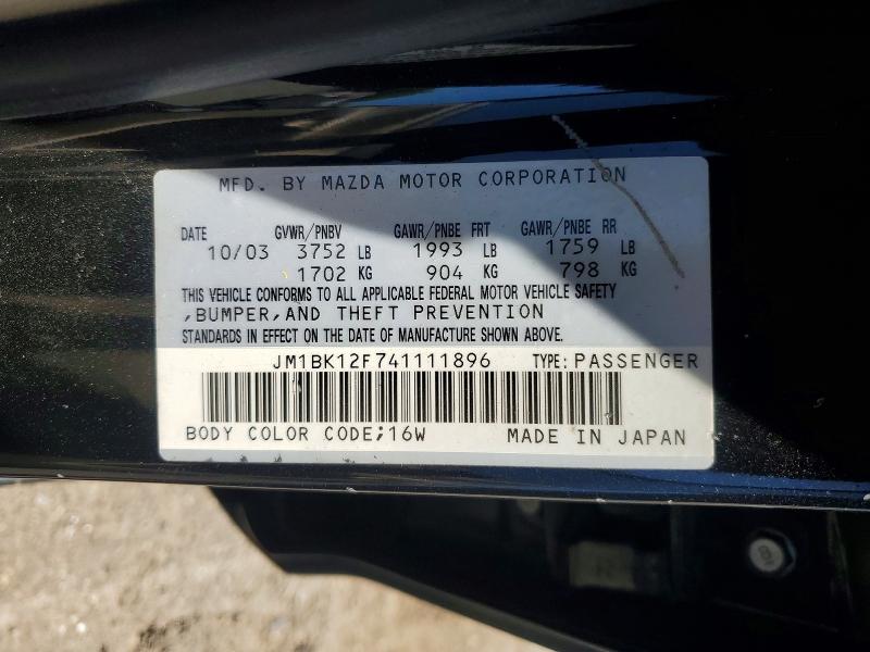 Продажа на аукционе авто 2004 Mazda 3, vin: JM1BK12F741111896, номер лота: 54280746