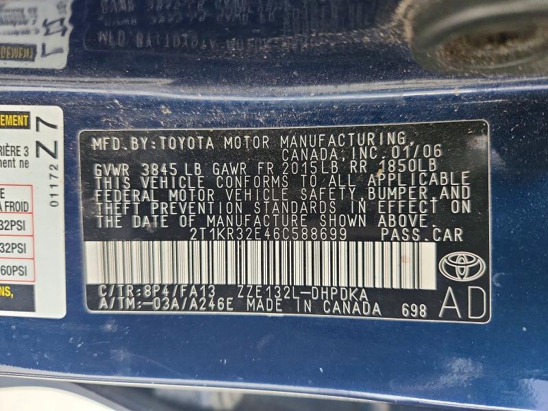 Продаж на аукціоні авто 2006 Toyota Corolla Matrix, vin: 2T1KR32E46C588699, номер лоту: 53129946