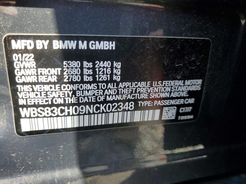 Продажа на аукционе авто 2022 Bmw M5, vin: WBS83CH09NCK02348, номер лота: 53895406