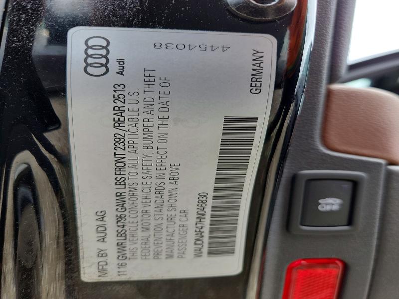 54539366 :رقم المزاد ، WAUDNAF47HN046830 vin ، 2017 Audi A4 مزاد بيع
