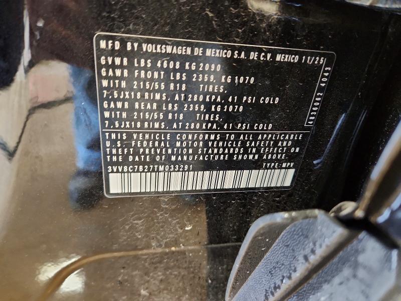 Aukcja sprzedaży 2026 Volkswagen Taos, vin: 3VV8C7B27TM033291, numer aukcji: 52759046