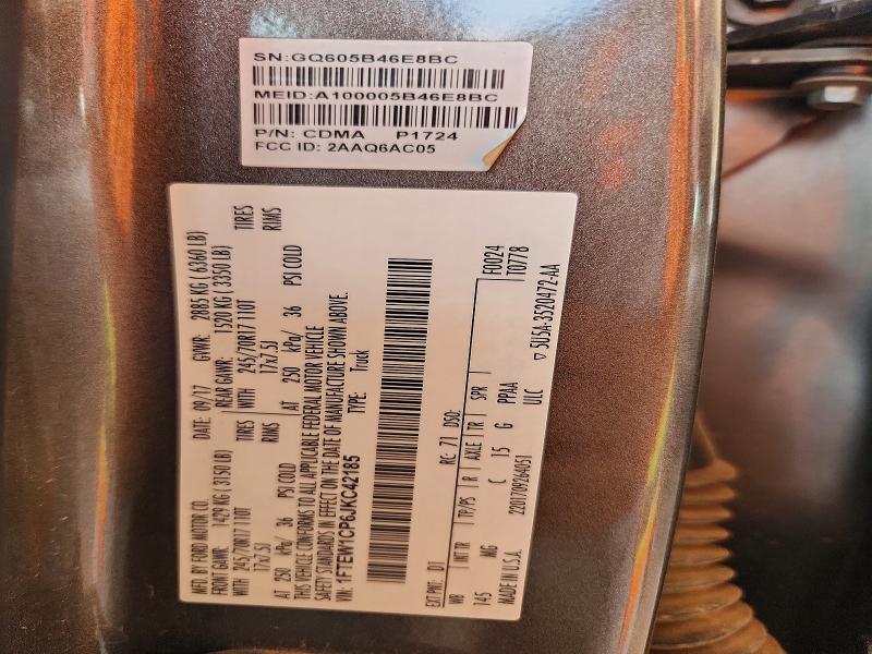 54090516 :رقم المزاد ، 1FTEW1CP6JKC42185 vin ، 2018 Ford F150 مزاد بيع