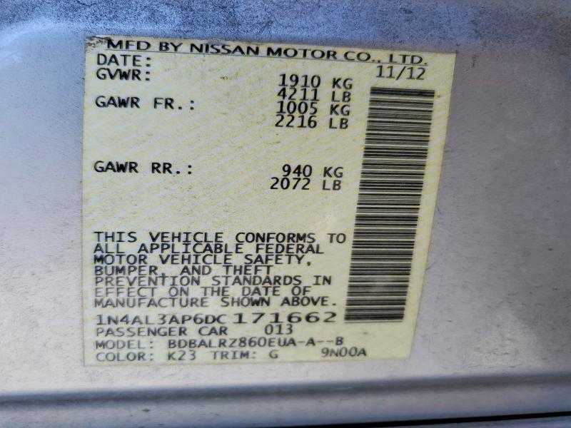 Продажа на аукционе авто 2013 Nissan Altima, vin: 1N4AL3AP6DC171662, номер лота: 53574156