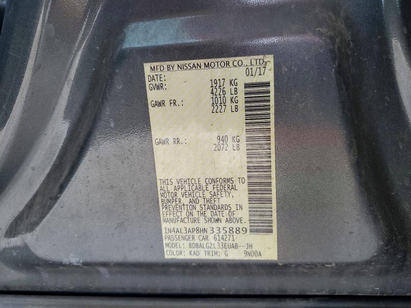 52057276 :رقم المزاد ، 1N4AL3AP8HN335889 vin ، 2017 Nissan Altima مزاد بيع