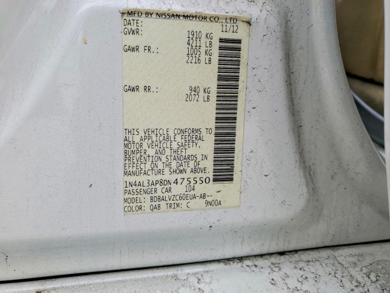 2013 Nissan Altima მანქანა იყიდება აუქციონზე, vin: 1N4AL3AP8DN475550, აუქციონის ნომერი: 54655646