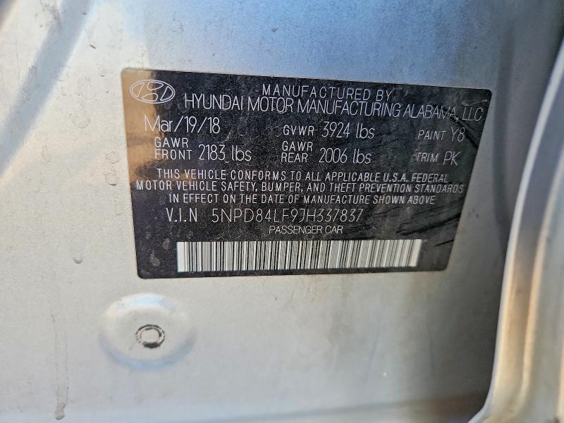 2018 Hyundai Elantra მანქანა იყიდება აუქციონზე, vin: 5NPD84LF9JH337837, აუქციონის ნომერი: 52763166