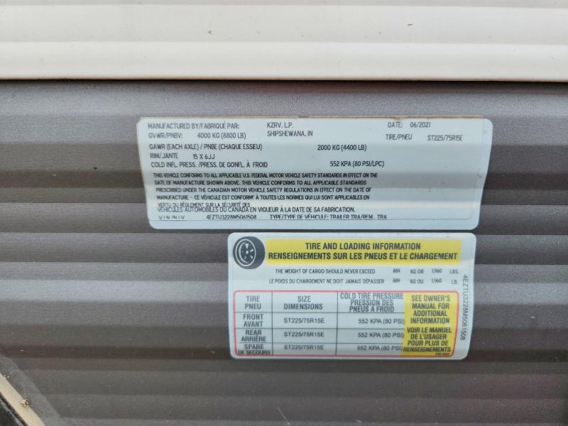 Продажа на аукционе авто 2021 Kz Rv Sportsmen, vin: 4EZTU3228M5061508, номер лота: 55009206