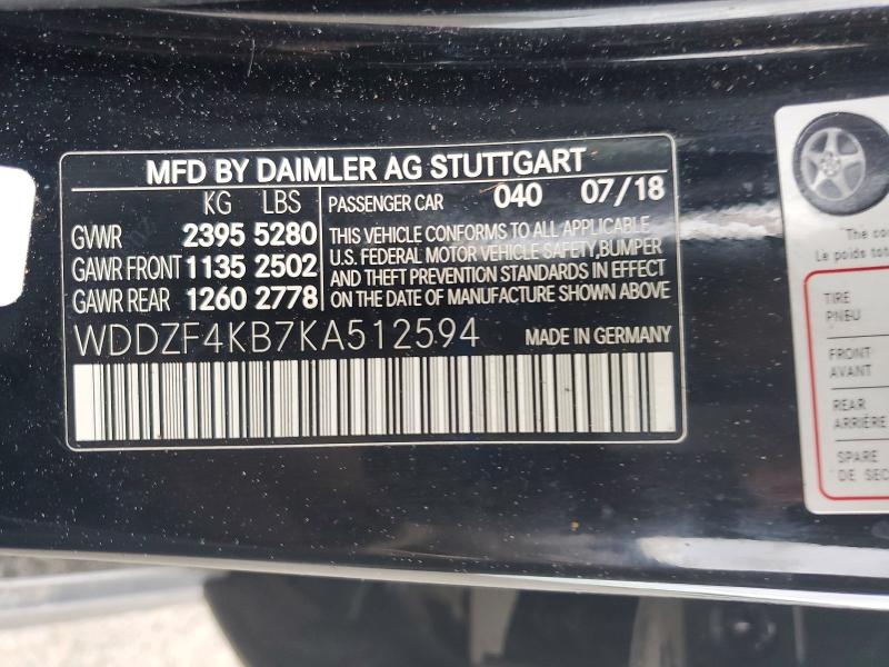 53779246 :رقم المزاد ، WDDZF4KB7KA512594 vin ، 2019 Mercedes-benz E مزاد بيع