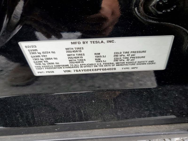 52196086 :رقم المزاد ، 7SAYGDEE8PF684028 vin ، 2023 Tesla Model Y مزاد بيع