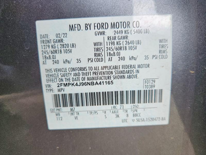 Aukcja sprzedaży 2022 Ford Edge, vin: 2FMPK4J96NBA41165, numer aukcji: 55025076