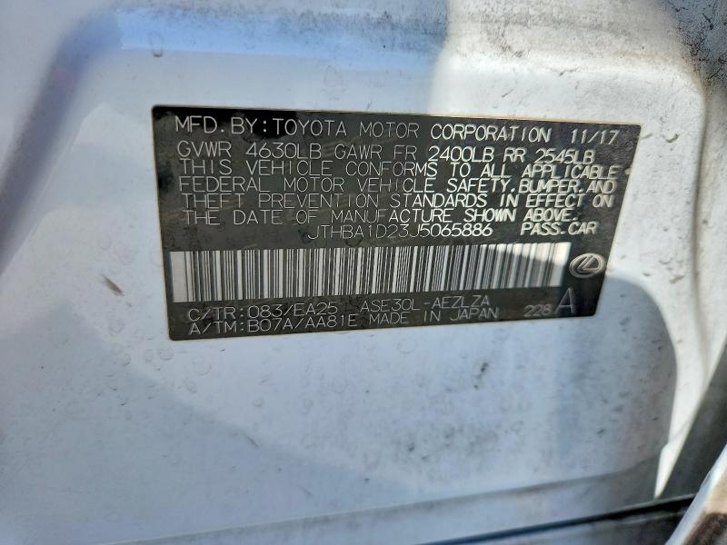 Продаж на аукціоні авто 2018 Lexus Is, vin: JTHBA1D23J5065886, номер лоту: 53738296