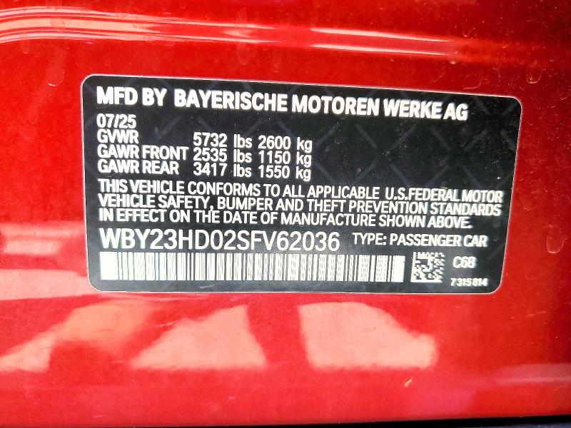 Aukcja sprzedaży 2025 Bmw I4, vin: WBY23HD02SFV62036, numer aukcji: 52887106
