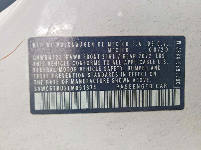 Продажа на аукционе авто 2020 Volkswagen Jetta, vin: 3VWC57BU2LM091374, номер лота: 55357426
