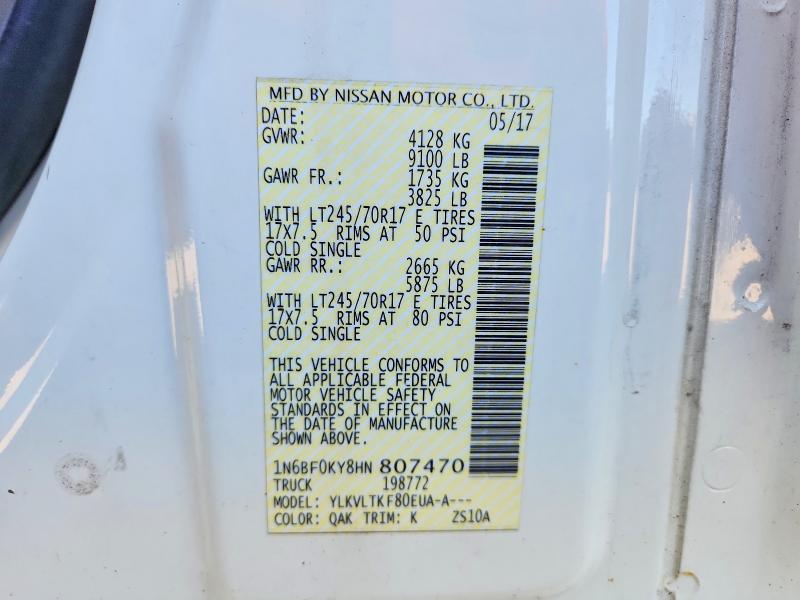 54678896 :رقم المزاد ، 1N6BF0KY8HN807470 vin ، 2017 Nissan Nv مزاد بيع