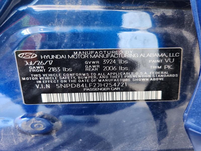 2018 Hyundai Elantra მანქანა იყიდება აუქციონზე, vin: 5NPD84LF2JH254721, აუქციონის ნომერი: 53703706
