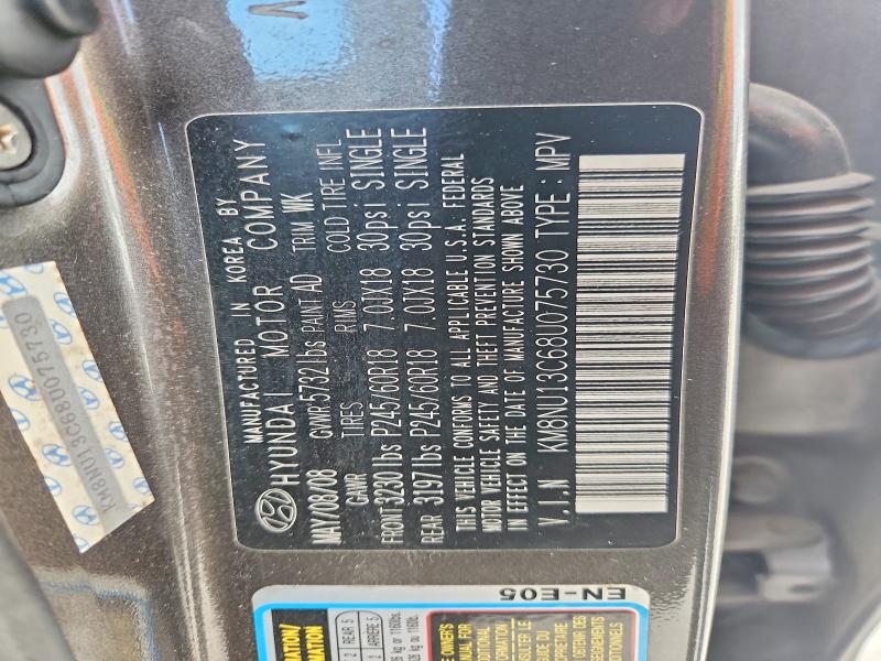 Aukcja sprzedaży 2008 Hyundai Veracruz, vin: KM8NU13C68U075730, numer aukcji: 53128446
