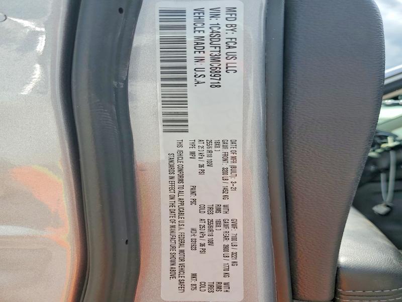 2021 Dodge Durango მანქანა იყიდება აუქციონზე, vin: 1C4SDJFT3MC689718, აუქციონის ნომერი: 52357466