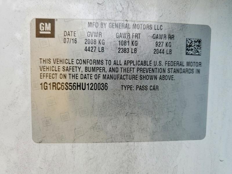 Продаж на аукціоні авто 2017 Chevrolet Volt, vin: 1G1RC6S56HU120036, номер лоту: 53972036