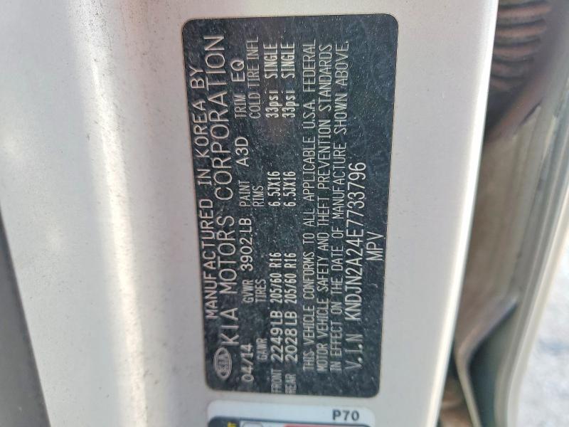 Aukcja sprzedaży 2014 Kia Soul, vin: KNDJN2A24E7733796, numer aukcji: 54195056