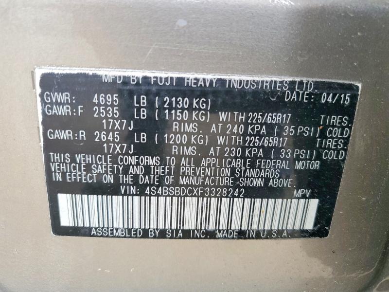 Продаж на аукціоні авто 2015 Subaru Outback, vin: 4S4BSBDCXF3328242, номер лоту: 54111796