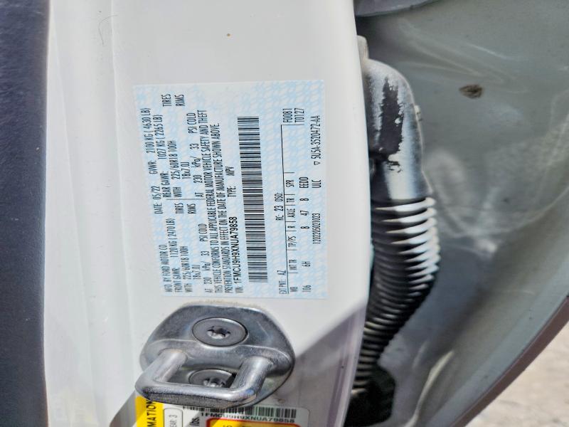 52730486 :رقم المزاد ، 1FMCU9H9XNUA79858 vin ، 2022 Ford Escape مزاد بيع