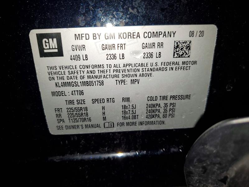 2021 Buick Encore Gx მანქანა იყიდება აუქციონზე, vin: KL4MMGSL1MB051758, აუქციონის ნომერი: 52941486