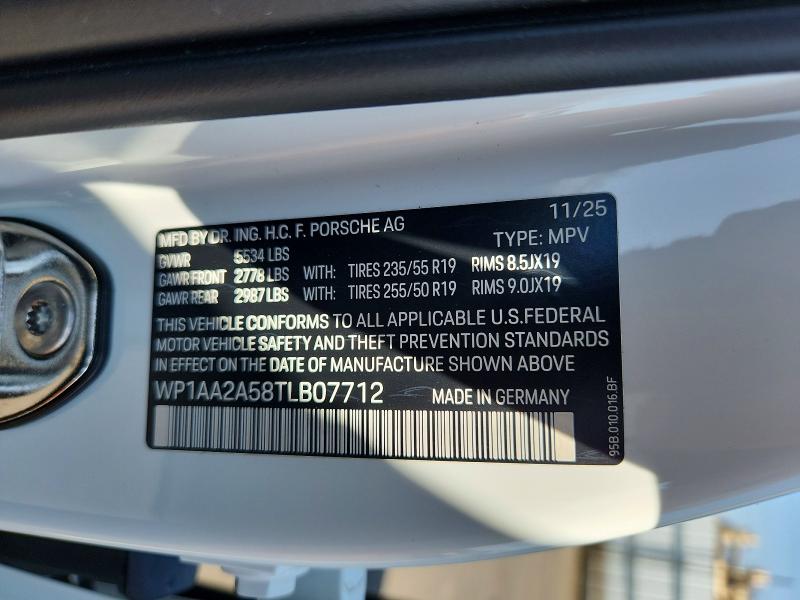 Aukcja sprzedaży 2026 Porsche Macan, vin: WP1AA2A58TLB07712, numer aukcji: 53048956