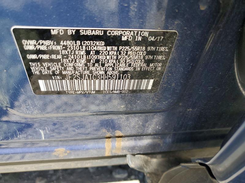 2017 Subaru Forester მანქანა იყიდება აუქციონზე, vin: JF2SJATC3HH591103, აუქციონის ნომერი: 55637096