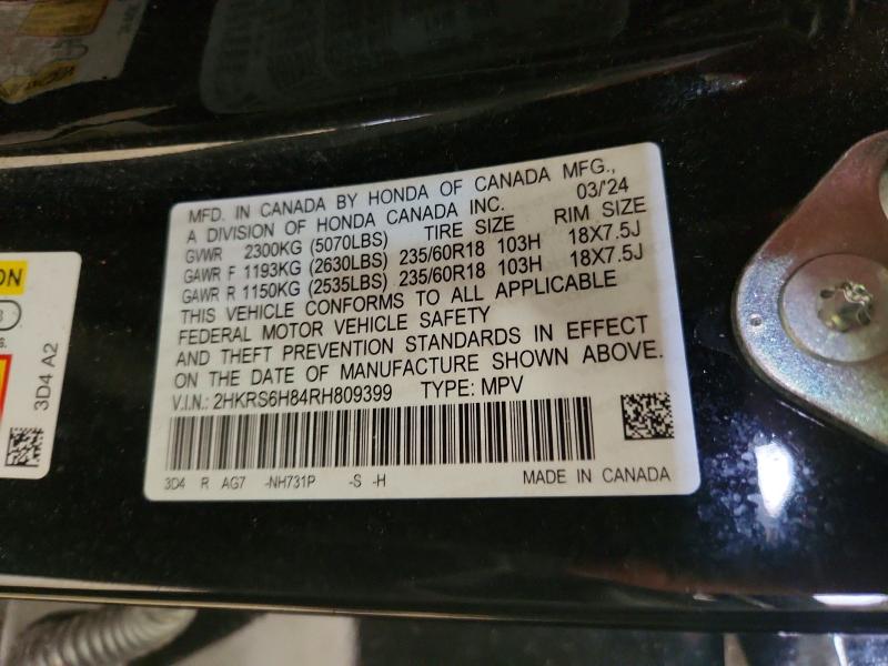Продажа на аукционе авто 2024 Honda Cr-v, vin: 2HKRS6H84RH809399, номер лота: 54752396