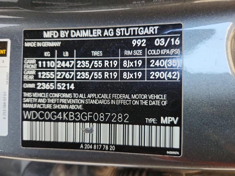 Aukcja sprzedaży 2016 Mercedes-benz Glc, vin: WDC0G4KB3GF087282, numer aukcji: 52338706
