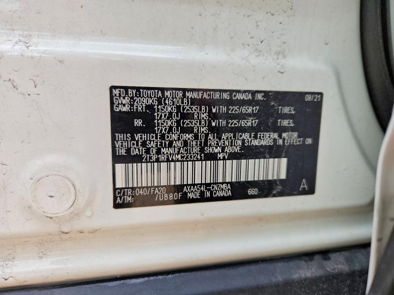 52253166 :رقم المزاد ، 2T3P1RFV4MC233241 vin ، 2021 Toyota Rav4 مزاد بيع