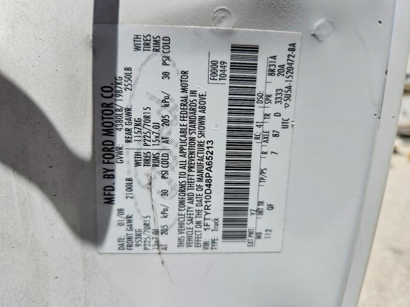 2008 Ford Ranger მანქანა იყიდება აუქციონზე, vin: 1FTYR10D48PA65213, აუქციონის ნომერი: 53317746