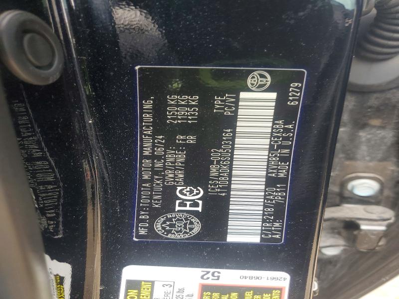51485906 :رقم المزاد ، 4T1DBADK6SU503164 vin ، 2025 Toyota Camry مزاد بيع