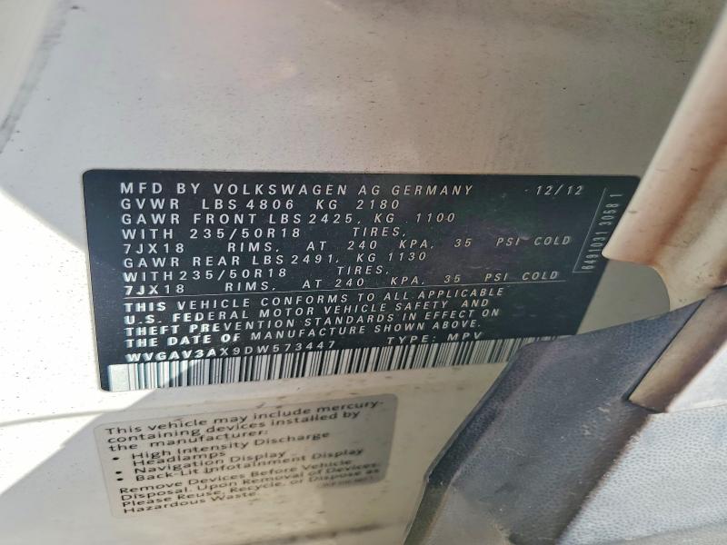 Aukcja sprzedaży 2013 Volkswagen Tiguan, vin: WVGAV3AX9DW573447, numer aukcji: 54202436
